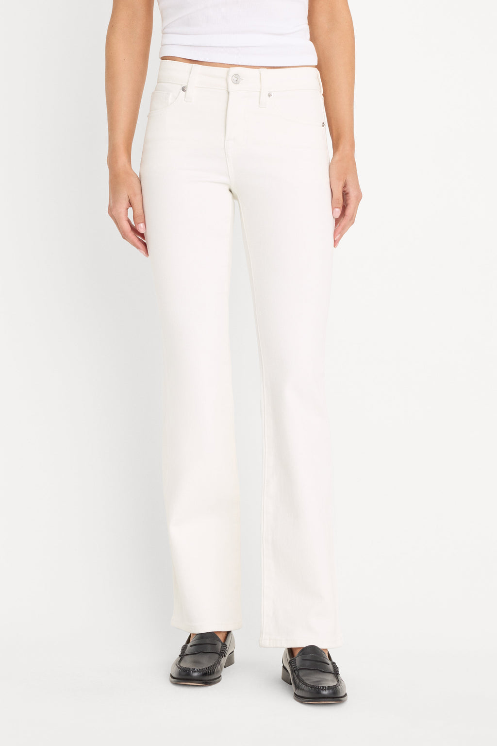 Premium GOOD LOW RISE BOOTCUT JEANS WHITE001