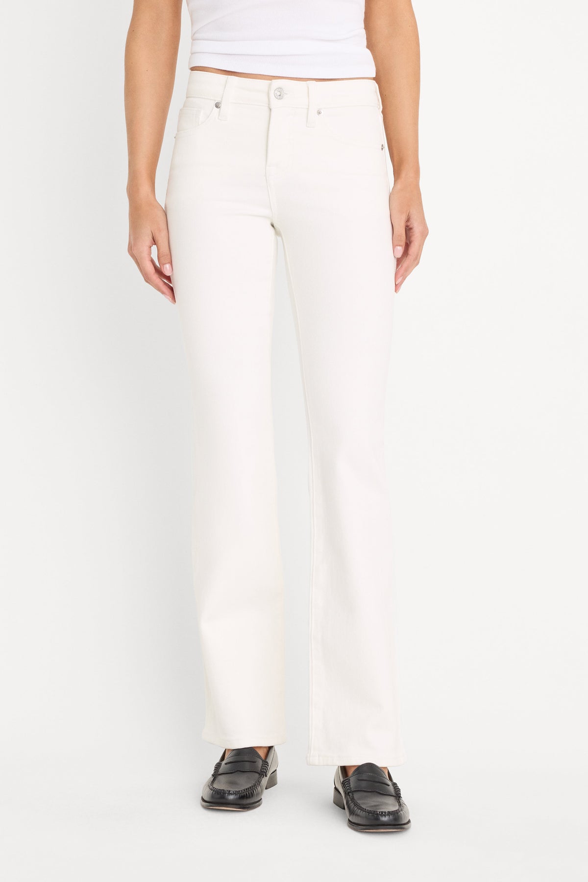 Premium GOOD LOW RISE BOOTCUT JEANS WHITE001