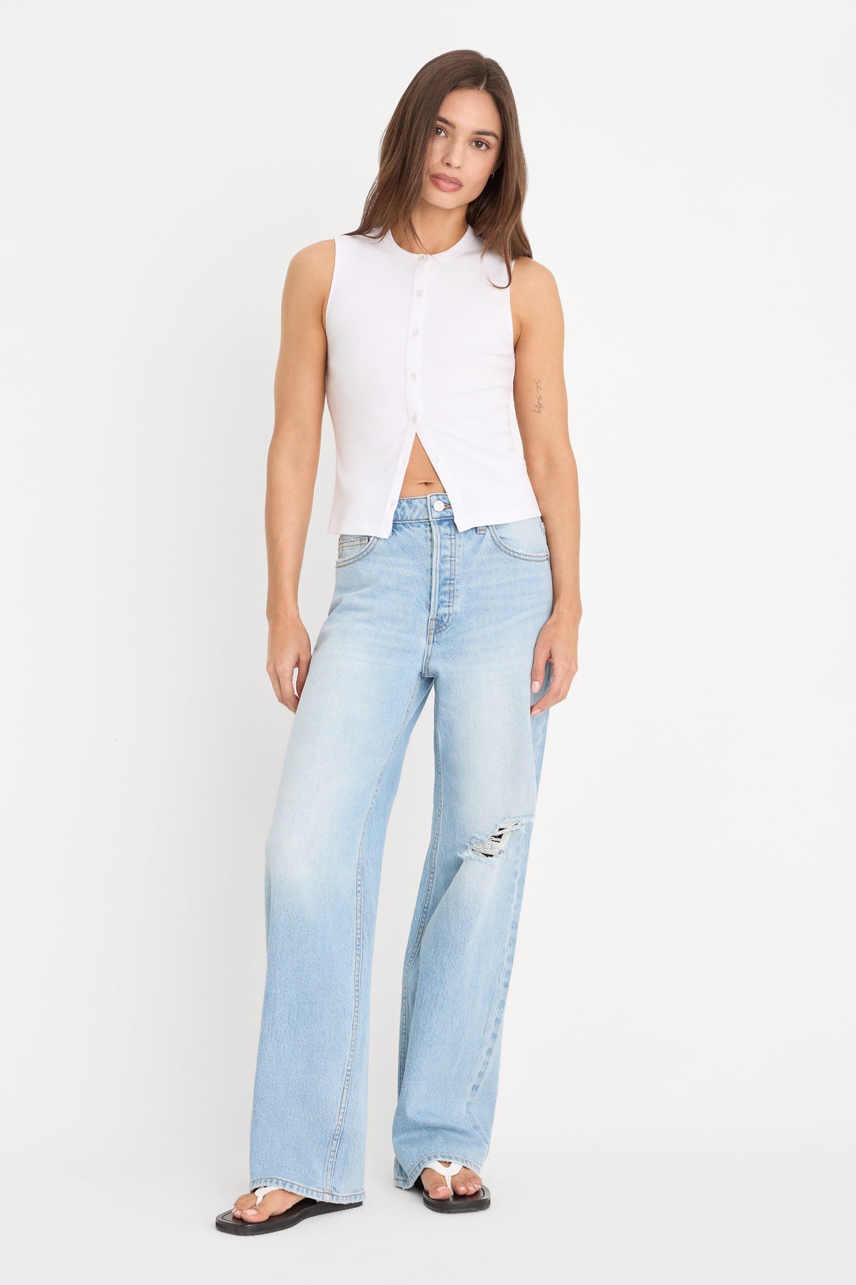 Premium THE RIB SPLAY TOP WHITE