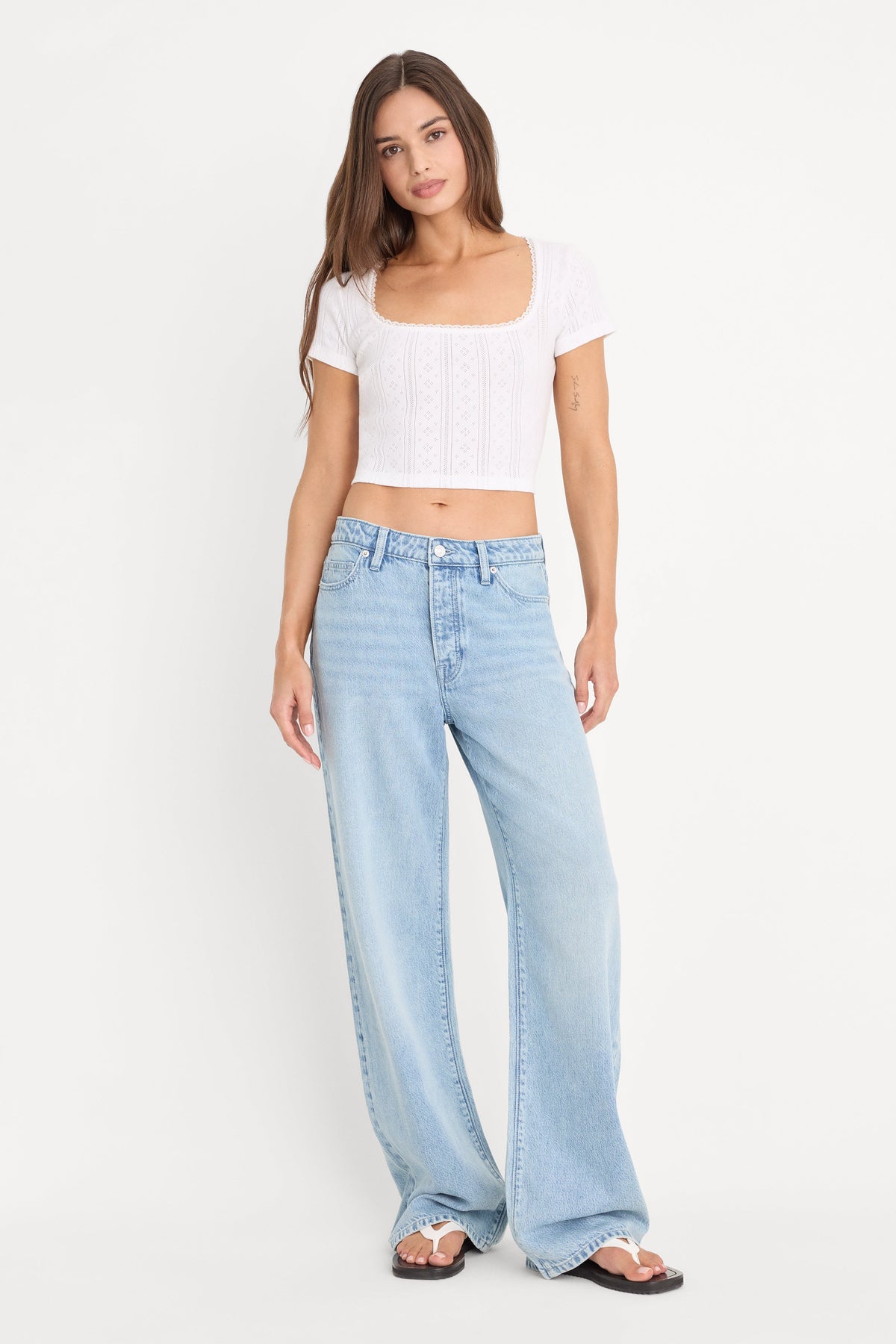 Premium THE POINTELLE SQUARE NECK TOP WHITE001