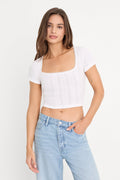 Premium THE POINTELLE SQUARE NECK TOP WHITE001