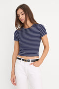Premium THE RIB BABY TEE SIMPLE STRIPE HORIZON INK