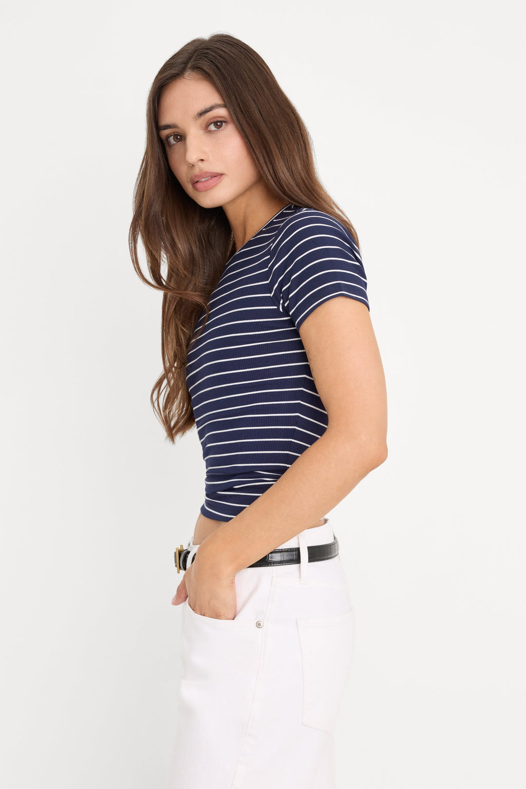 Premium THE RIB BABY TEE SIMPLE STRIPE HORIZON INK
