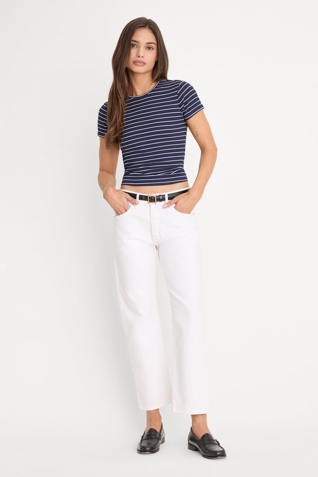 Premium VINTAGE STRAIGHT ANKLE JEANS WHITE001