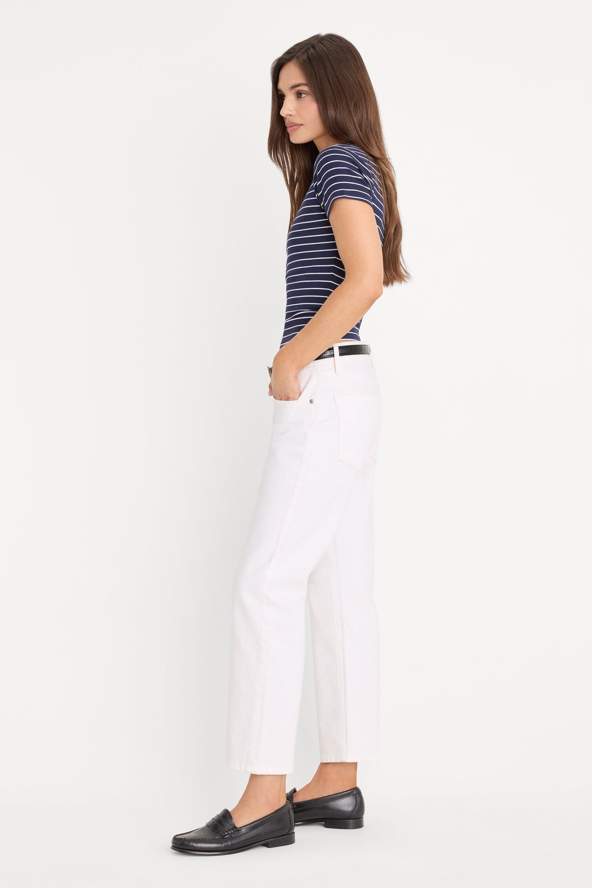 Premium VINTAGE STRAIGHT ANKLE JEANS WHITE001