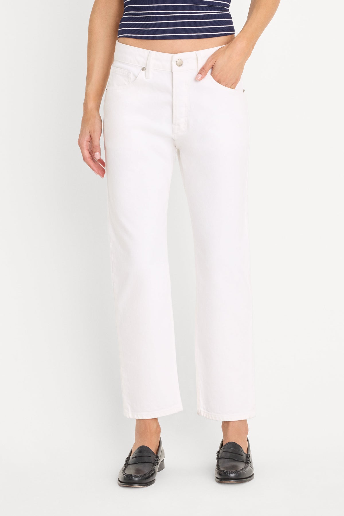 Premium VINTAGE STRAIGHT ANKLE JEANS WHITE001