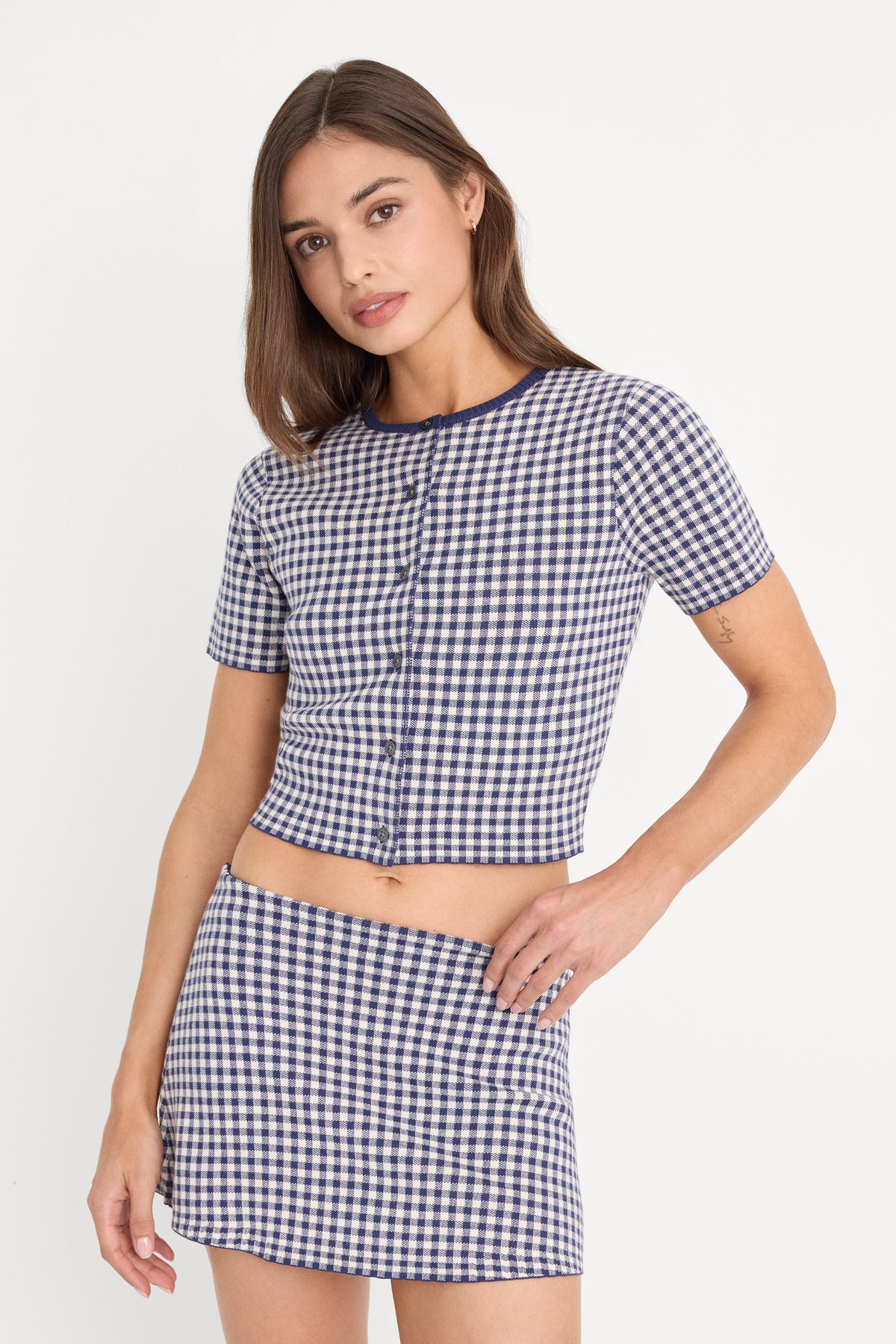 Premium THE KEEPSAKE CARDIGAN NAVY GINGHAM