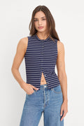 Premium THE RIB SPLAY TOP SIMPLE STRIPE HORIZON INK