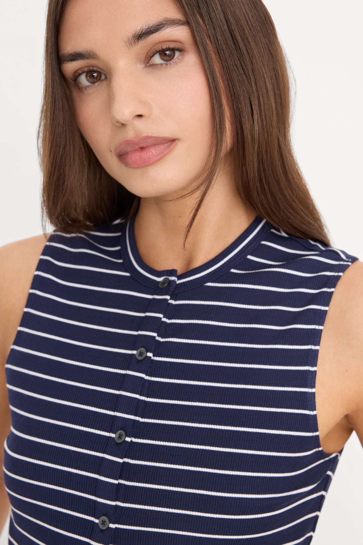 Premium THE RIB SPLAY TOP SIMPLE STRIPE HORIZON INK
