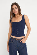 Premium THE POINTELLE BUTTON DOWN TANK HORIZON INK