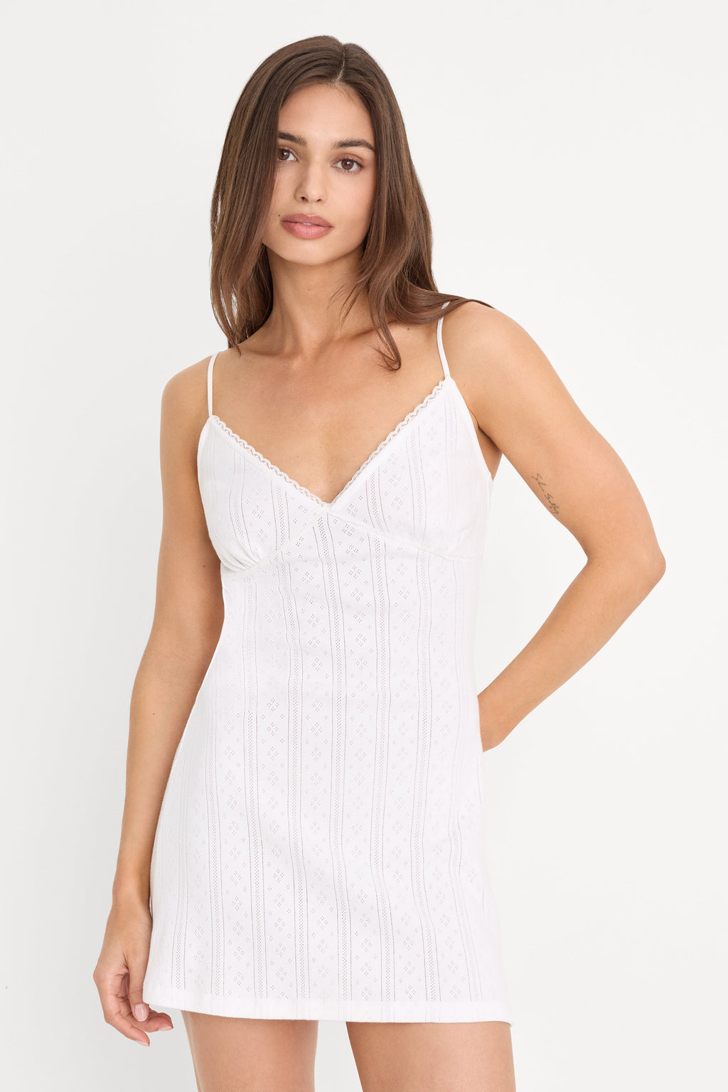 Premium THE POINTELLE MINI DRESS WHITE001