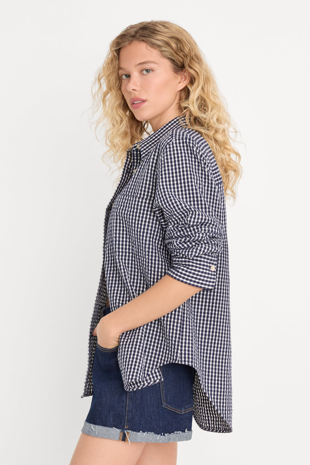 Premium THE SEERSUCKER SHIRT HORIZON GINGHAM SMALL