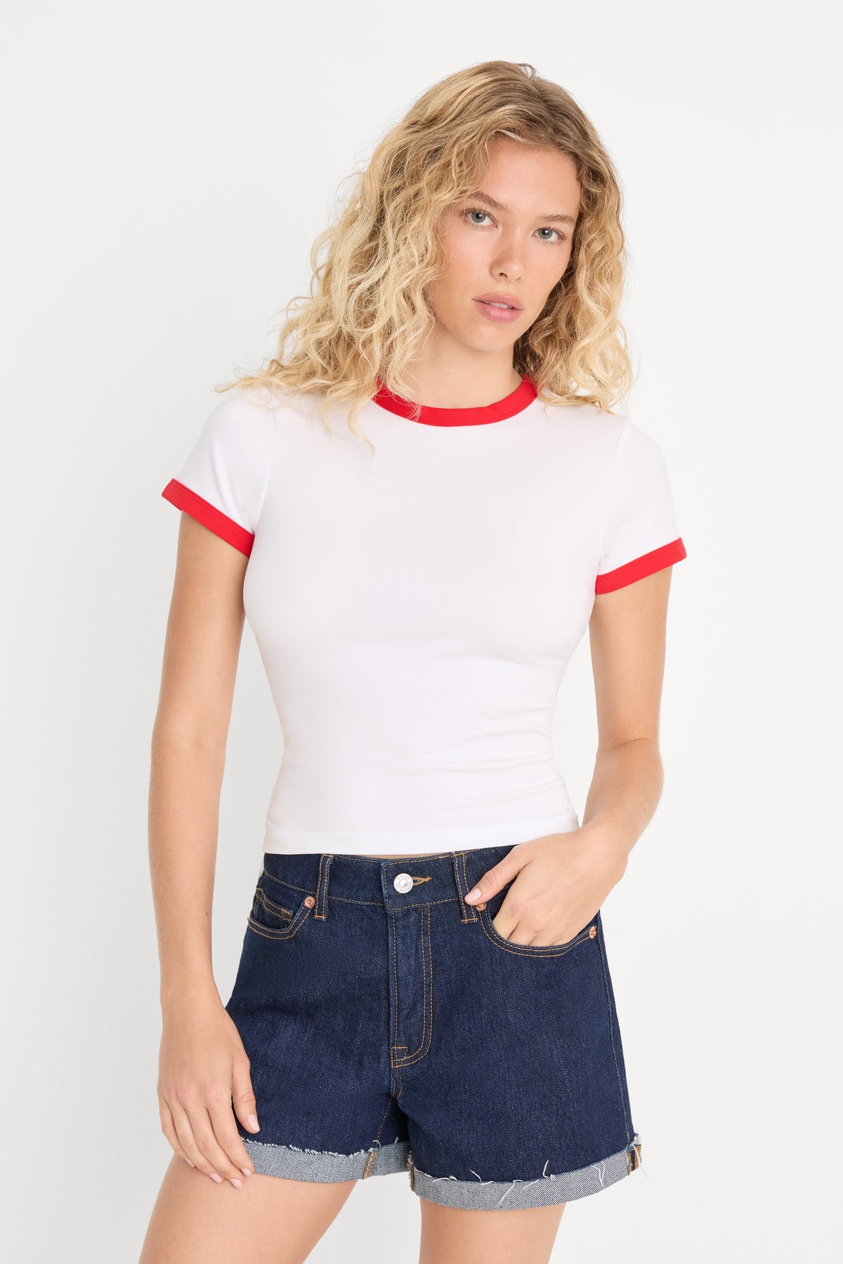 Premium THE RINGER BABY TEE WHITE