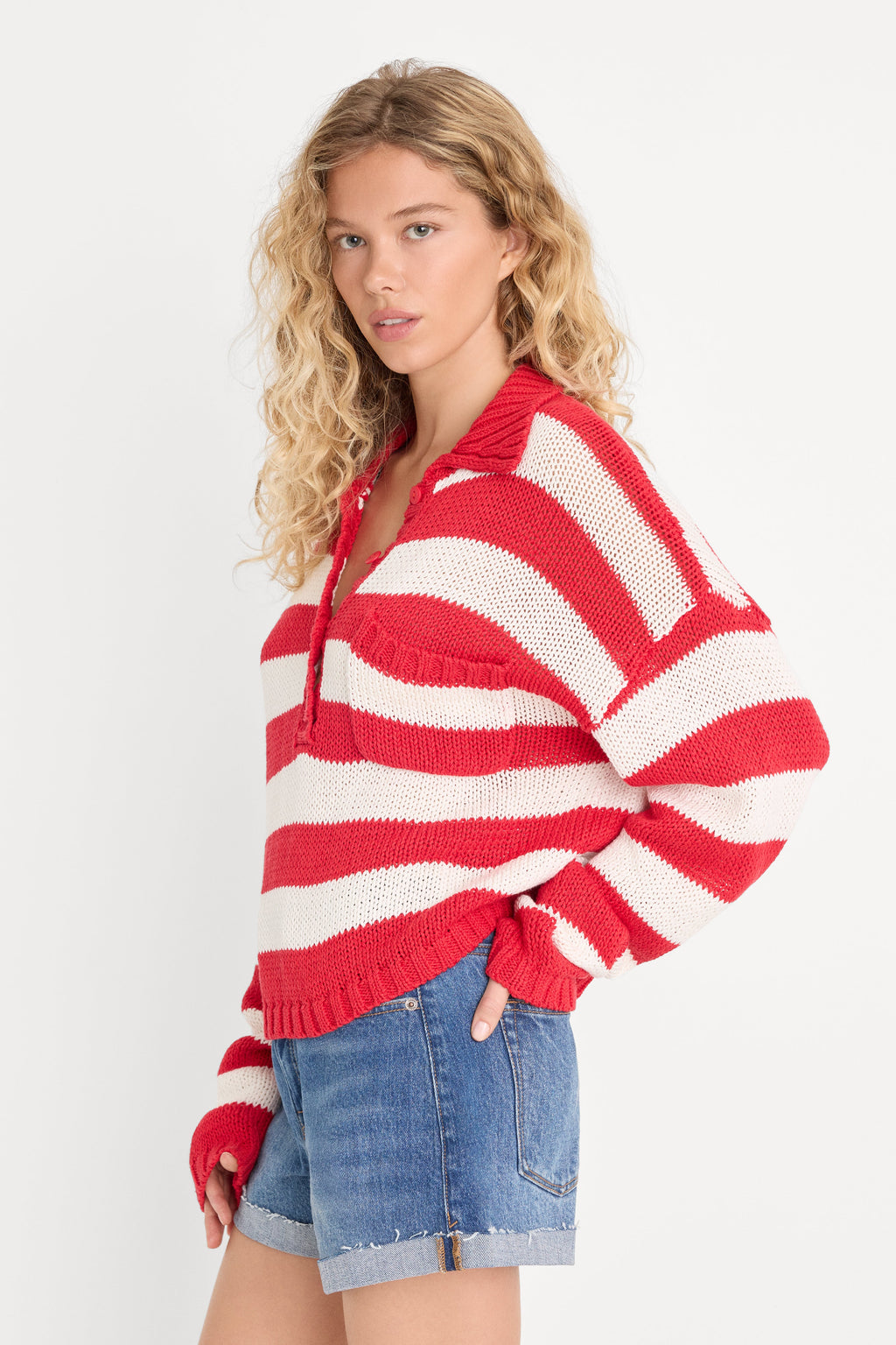 Premium THE HARBOR SWEATER POP RED STRIPE