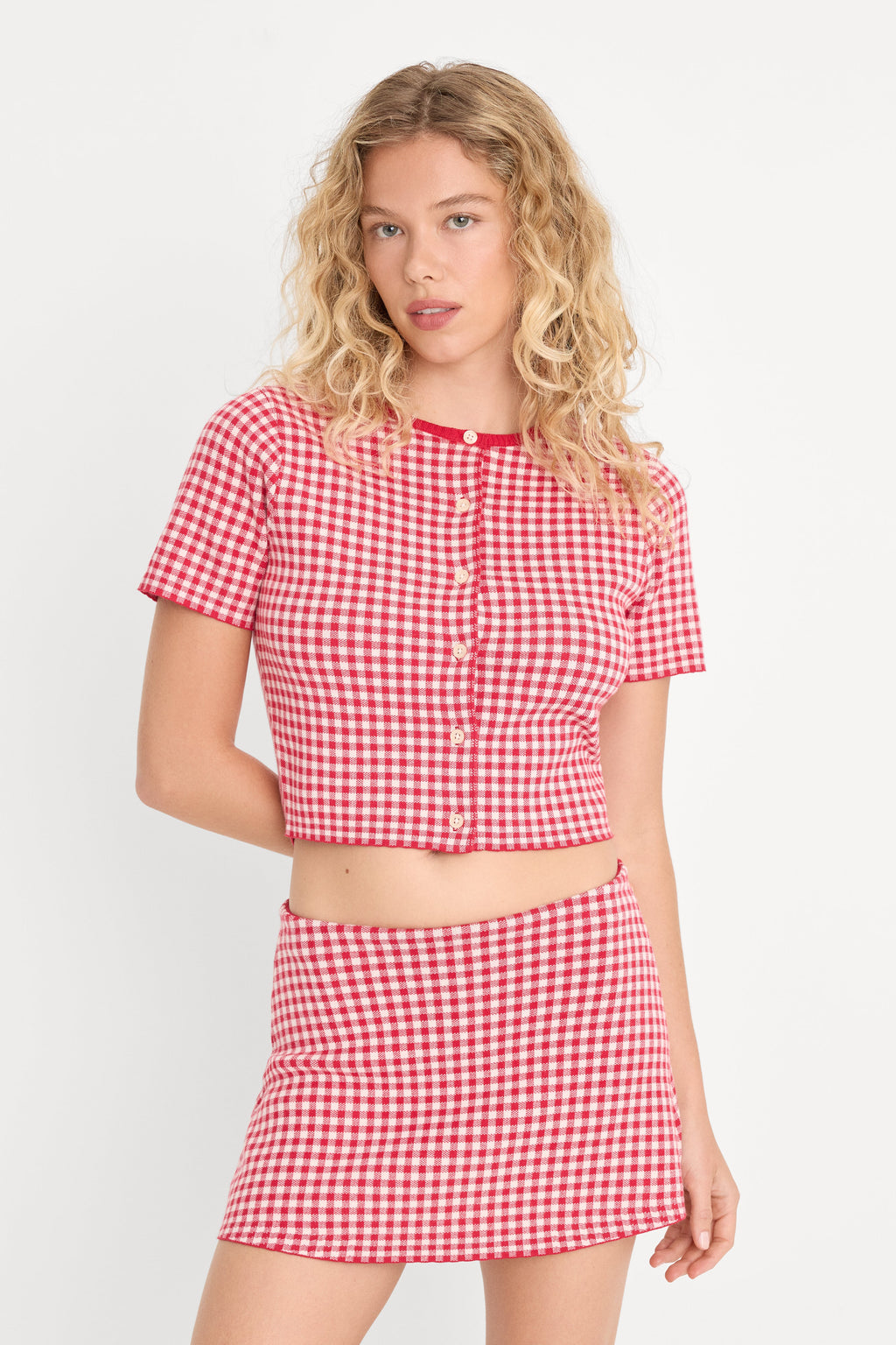 Premium THE KEEPSAKE CARDIGAN CHERRY GINGHAM