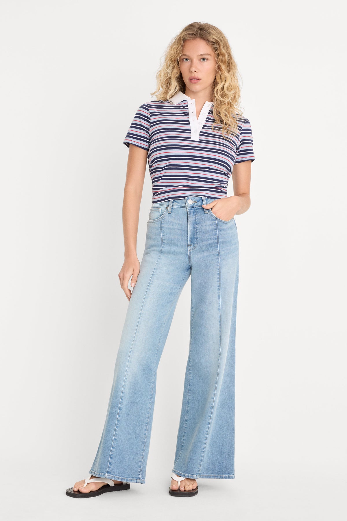 Premium GOOD WAIST PALAZZO ANKLE JEANS INDIGO1247