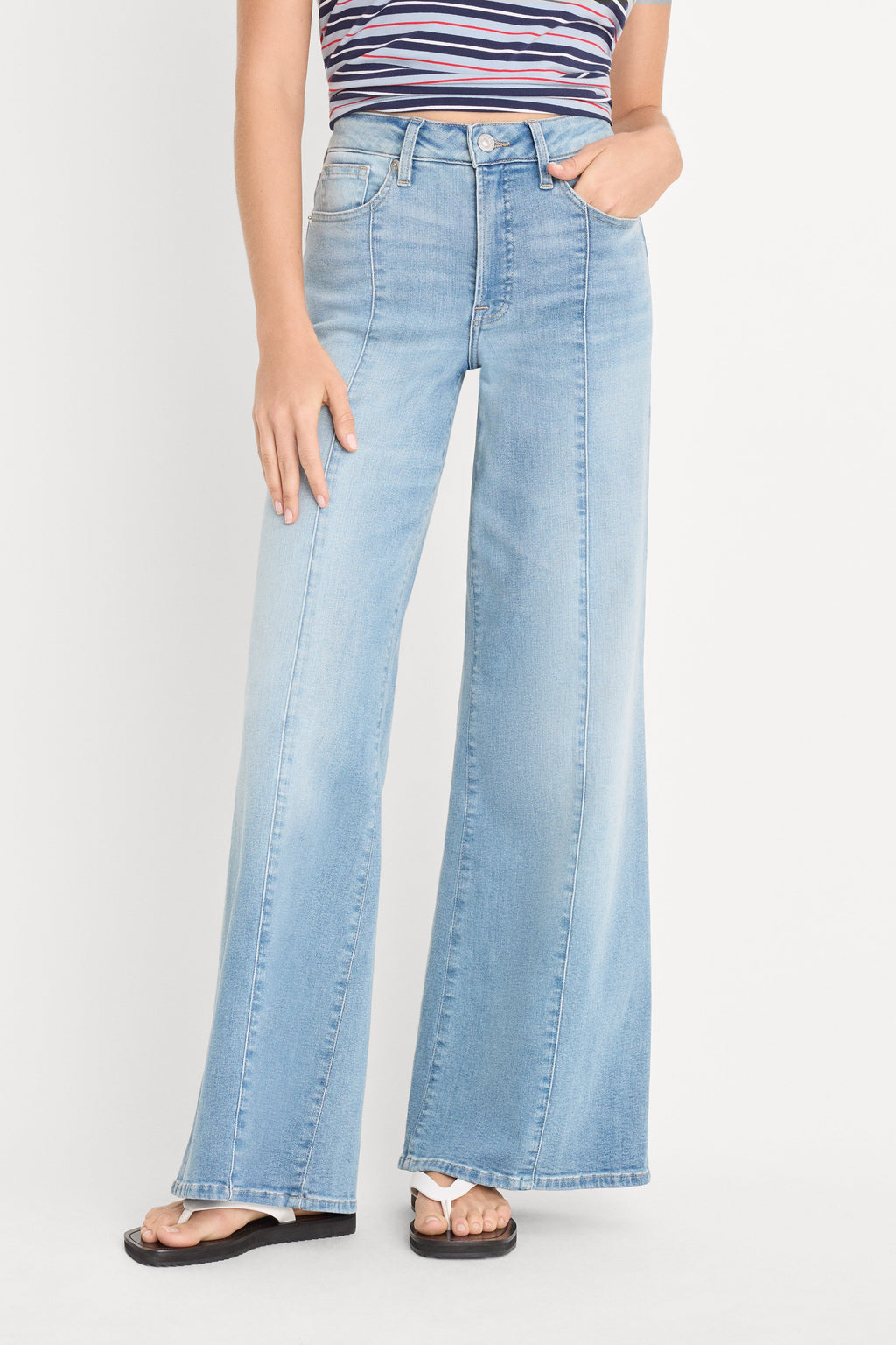 Premium GOOD WAIST PALAZZO ANKLE JEANS INDIGO1247