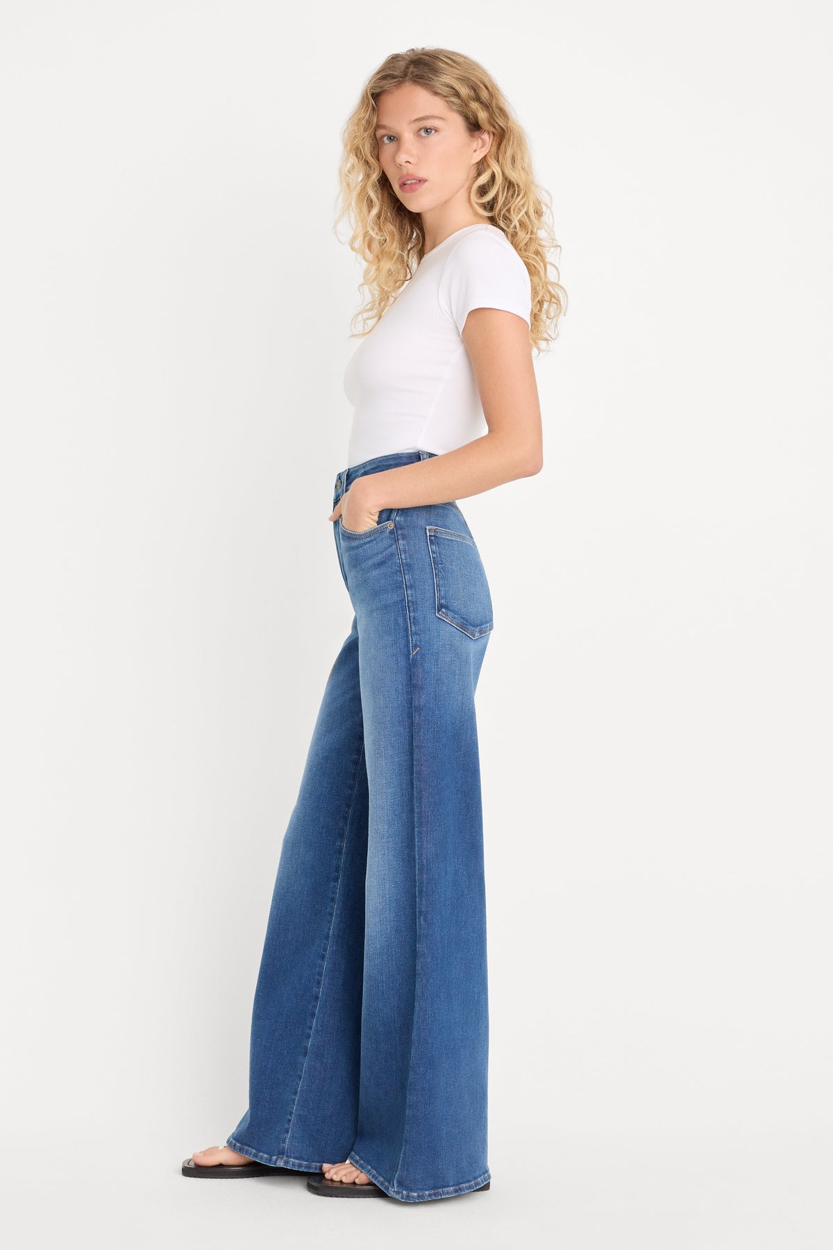 Premium SOFT TECH GOOD PETITE PALAZZO JEANS INDIGO1233