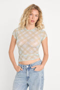 Premium THE MESH BABY TEE SUMMER PLAID HONEY