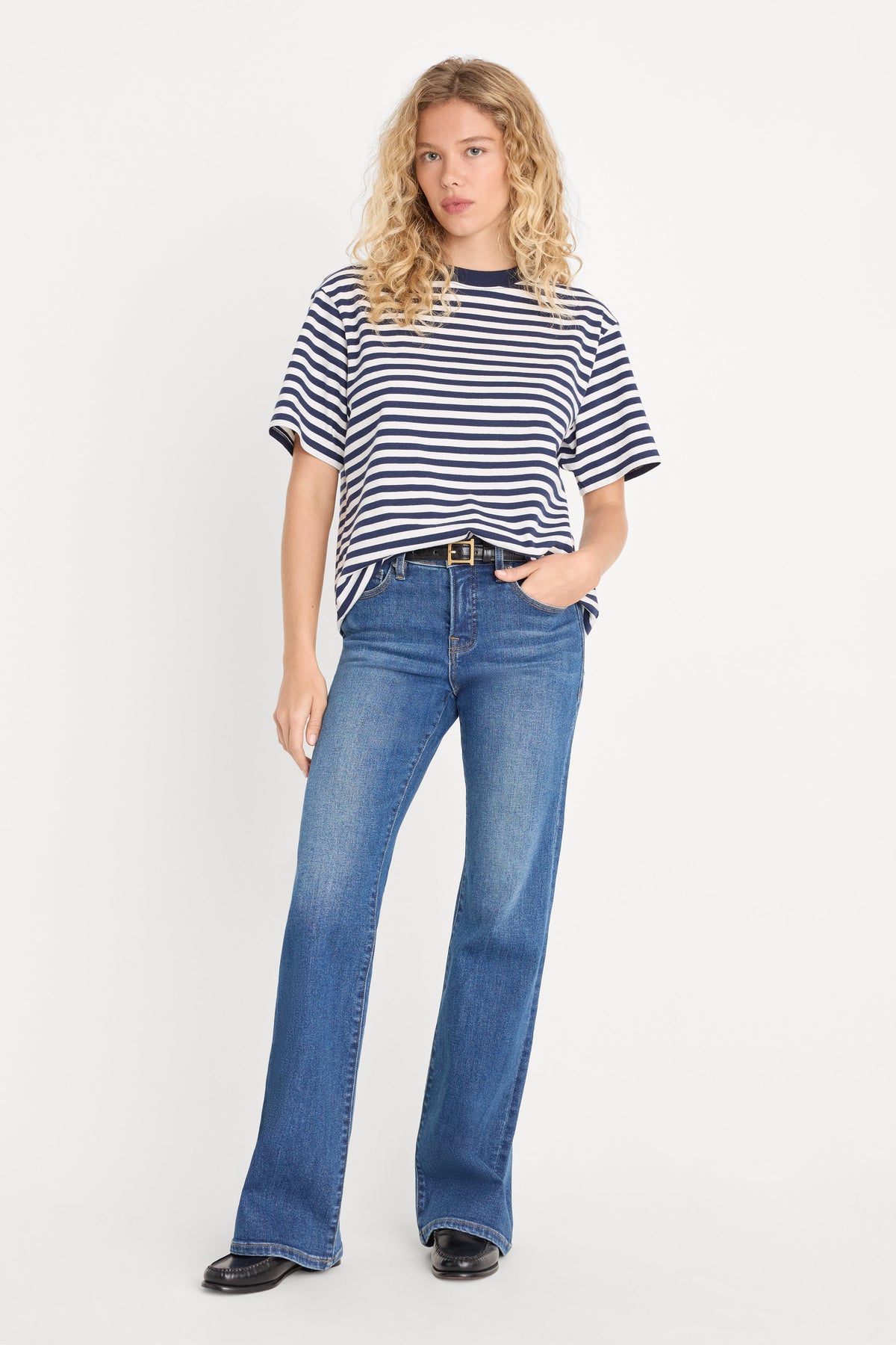 Premium THE OVERSIZED TEE CLEAN STRIPE HORIZON INK