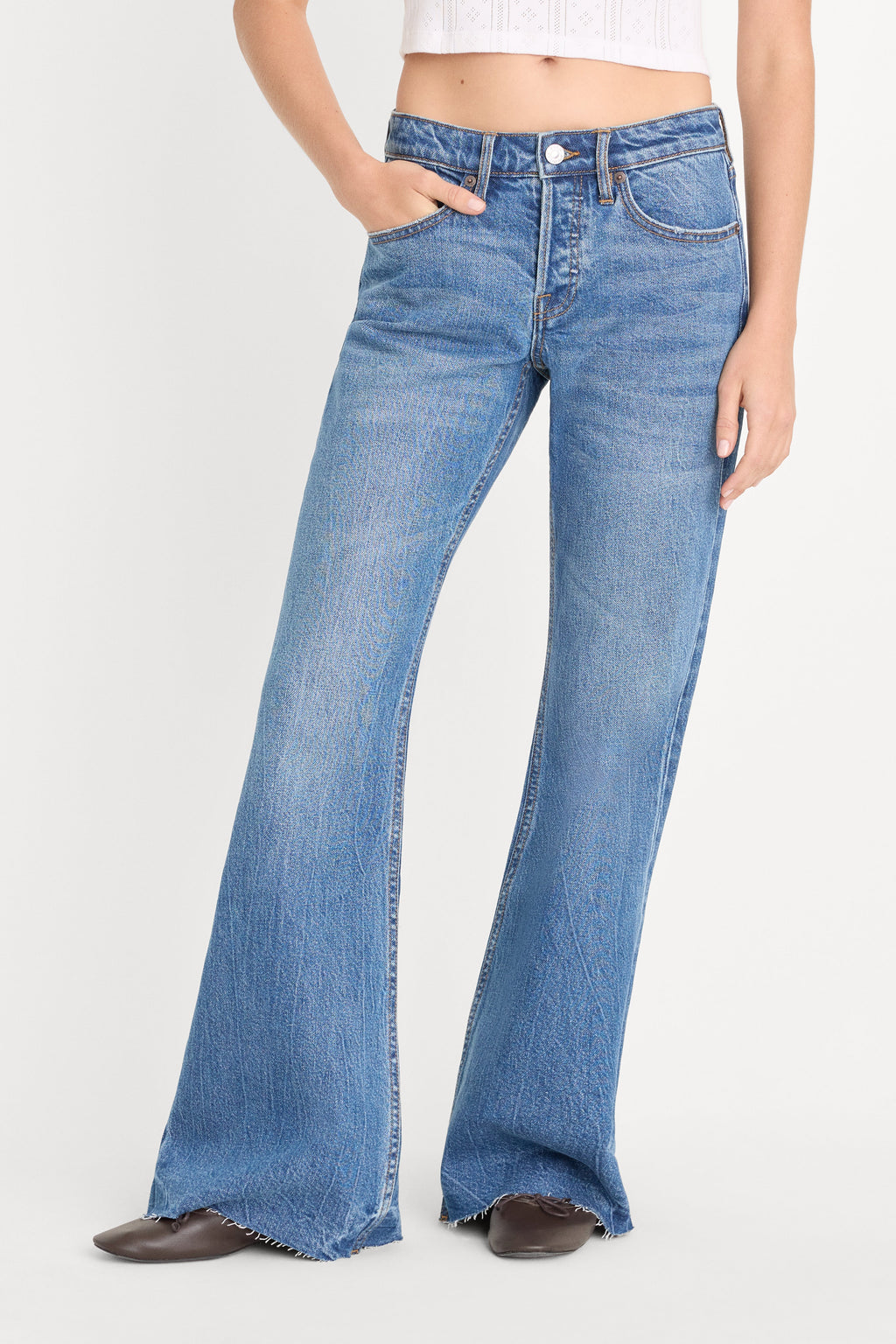 Premium VINTAGE LOW RELAXED FLARE JEANS INDIGO1287