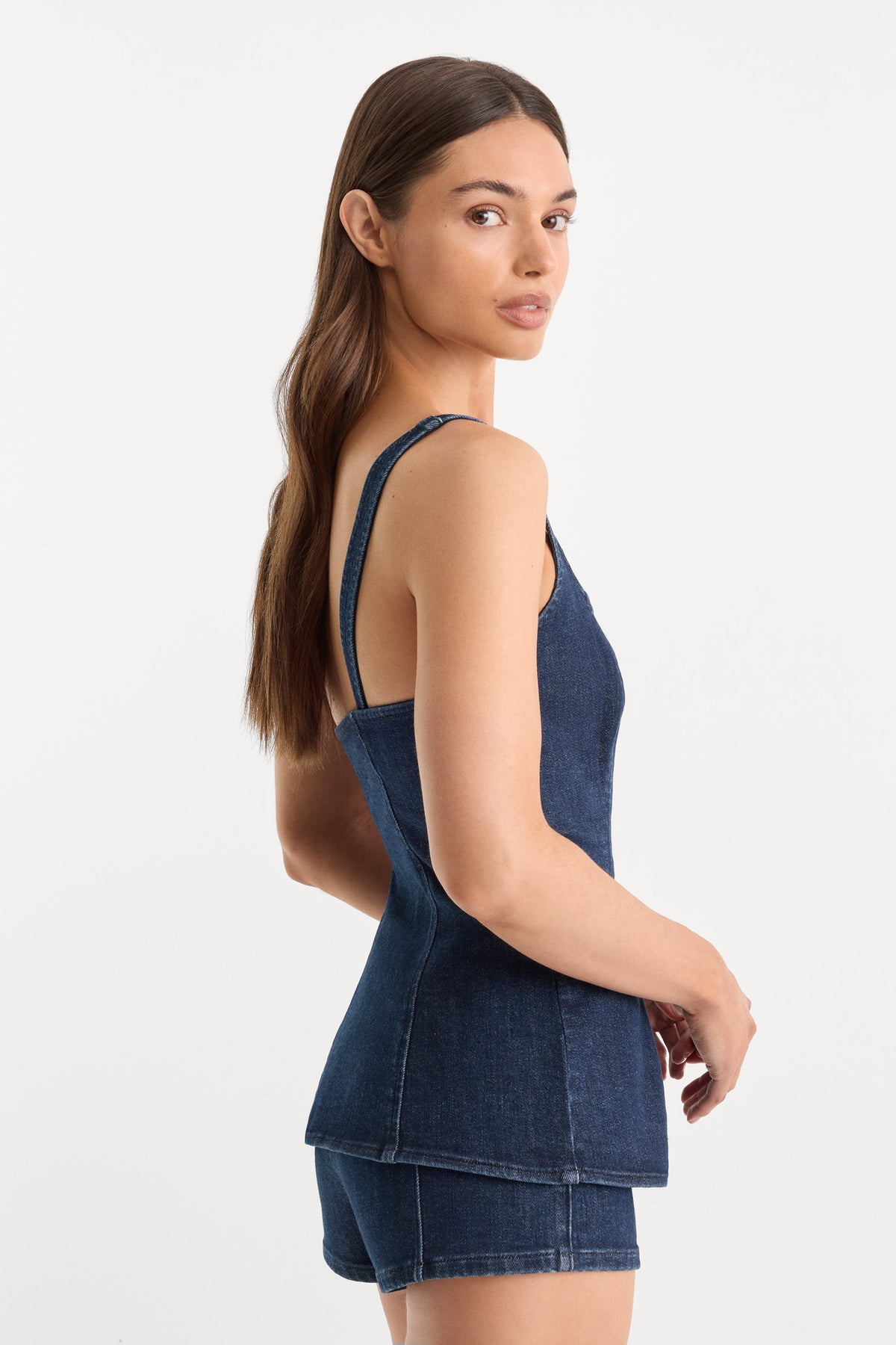 Premium SLEEVELESS DENIM BUTTON FRONT TOP INDIGO1169