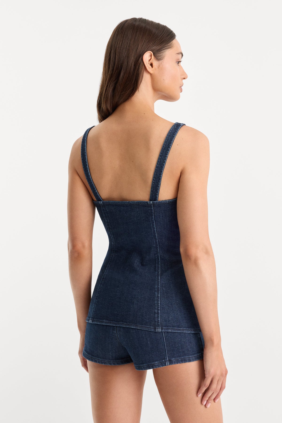 Premium SLEEVELESS DENIM BUTTON FRONT TOP INDIGO1169