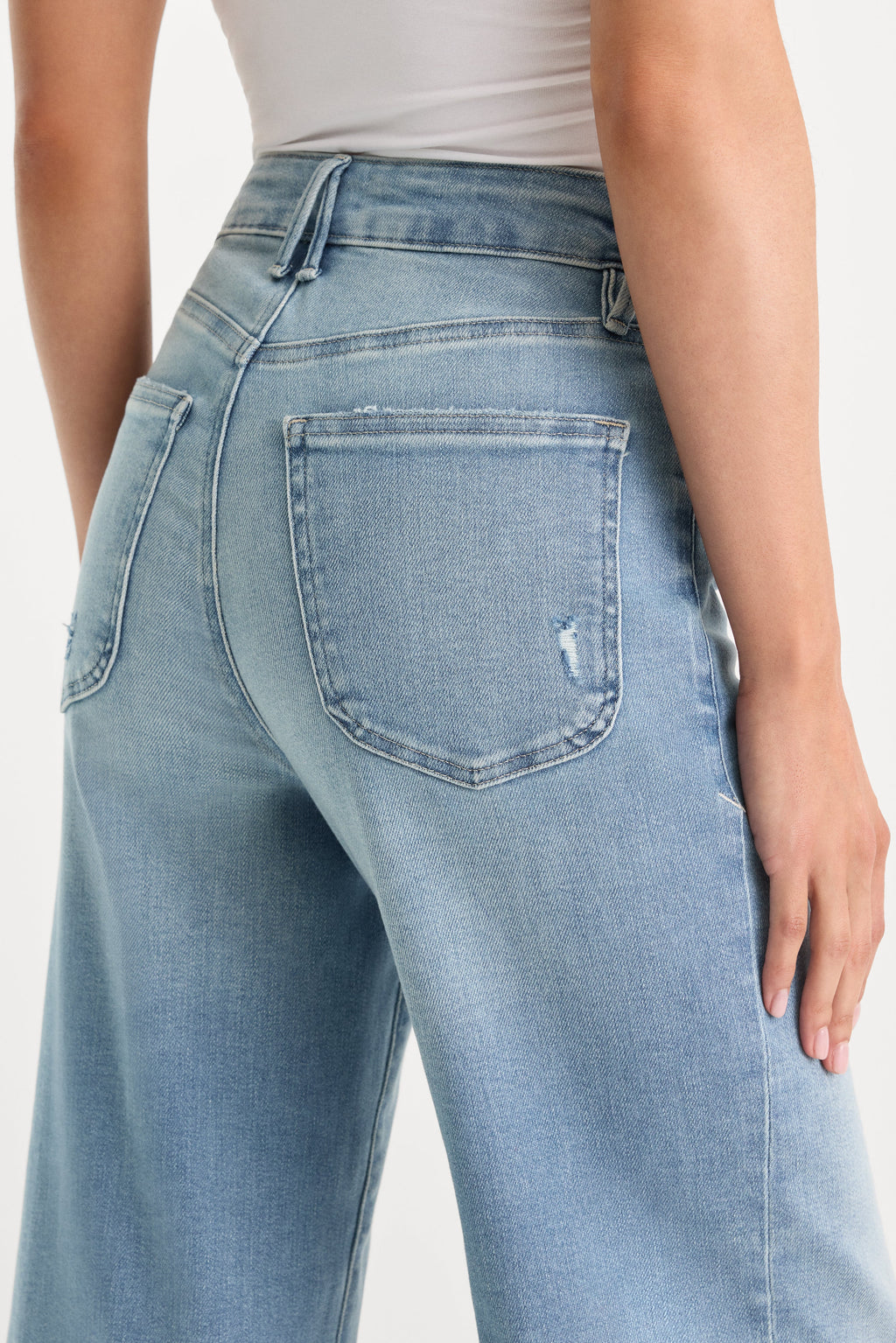 Premium SOFT TECH GOOD WAIST PALAZZO CROPPED JEANS INDIGO1225