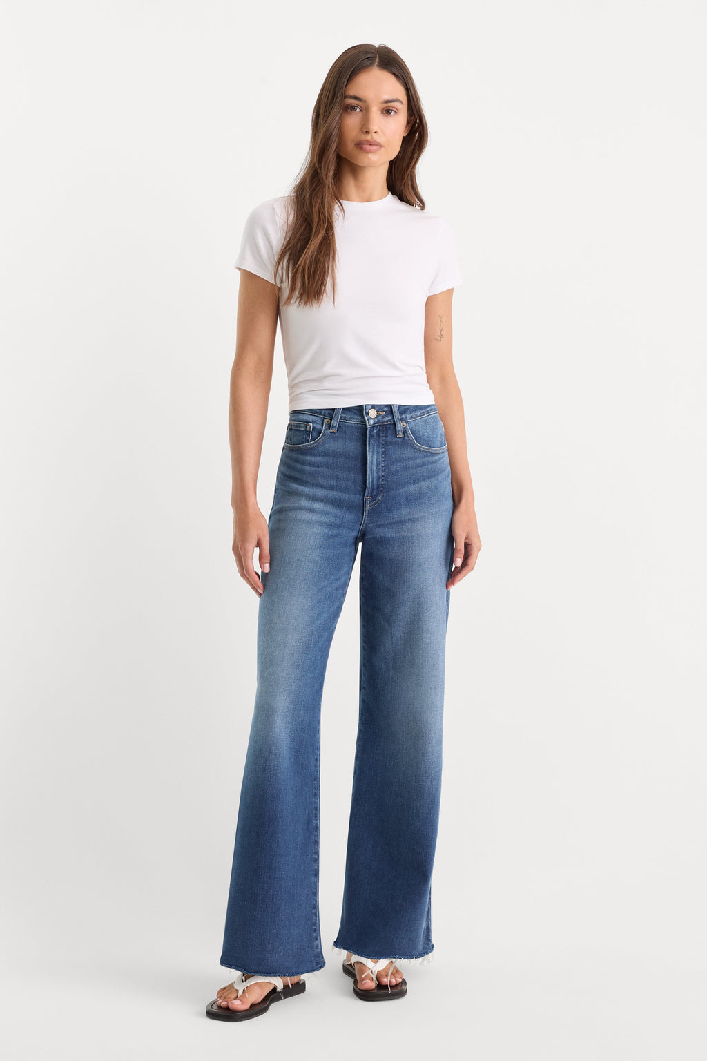 Premium SOFT TECH GOOD WAIST PALAZZO ANKLE JEANS INDIGO1233