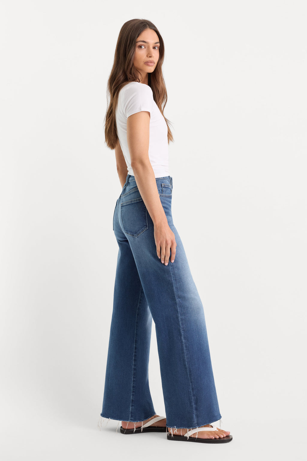 Premium SOFT TECH GOOD WAIST PALAZZO ANKLE JEANS INDIGO1233