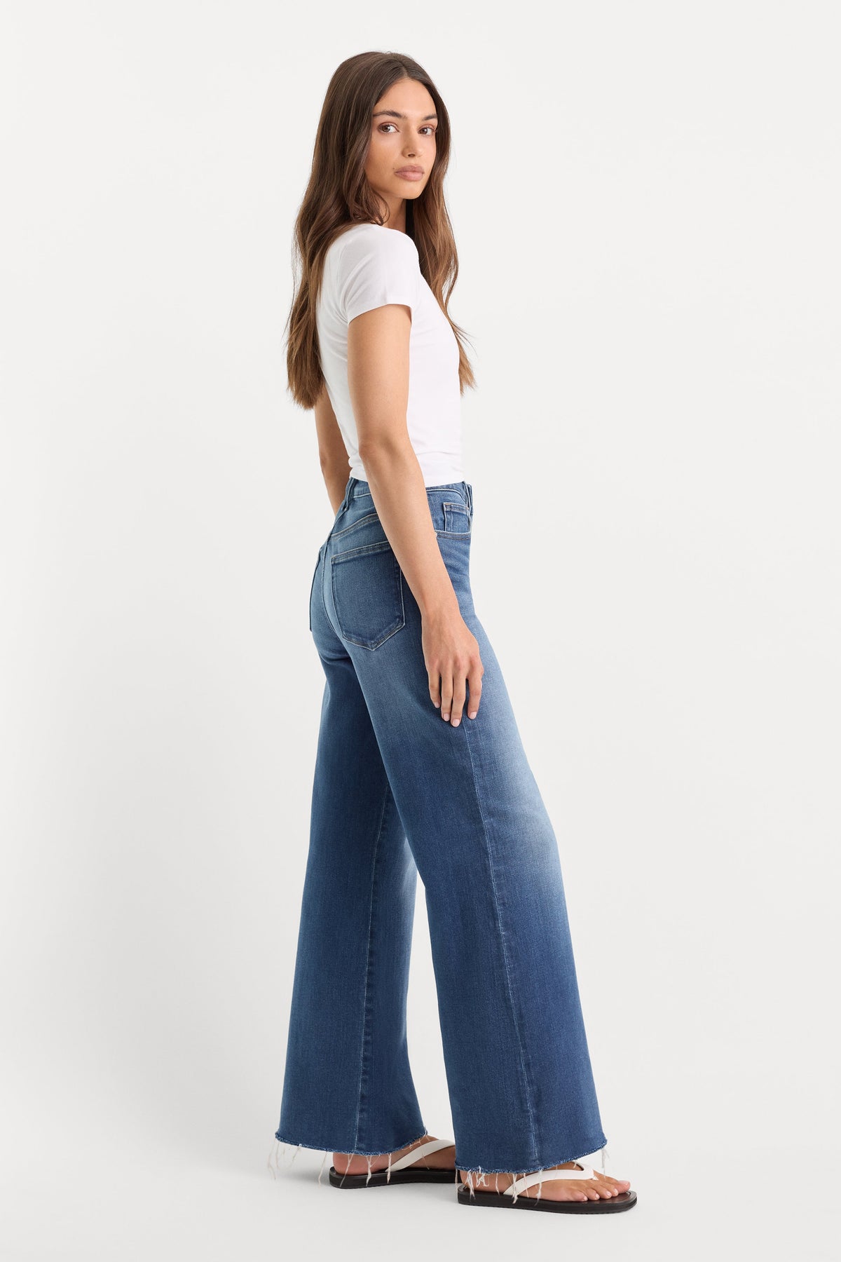 Premium SOFT TECH GOOD WAIST PALAZZO ANKLE JEANS INDIGO1233
