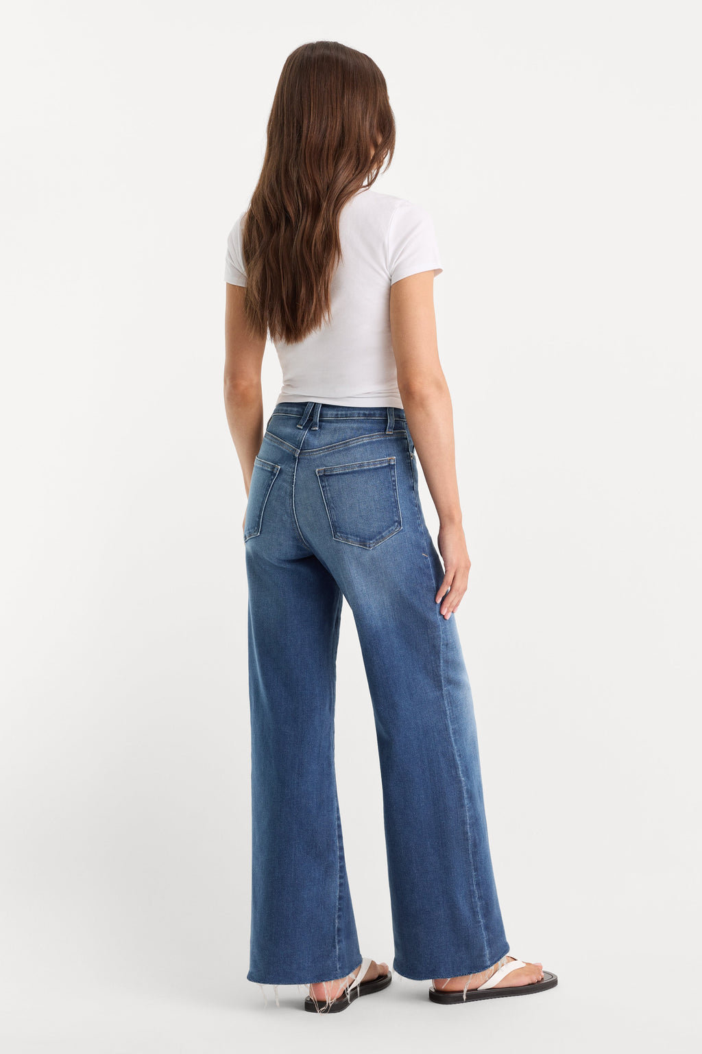 Premium SOFT TECH GOOD WAIST PALAZZO ANKLE JEANS INDIGO1233