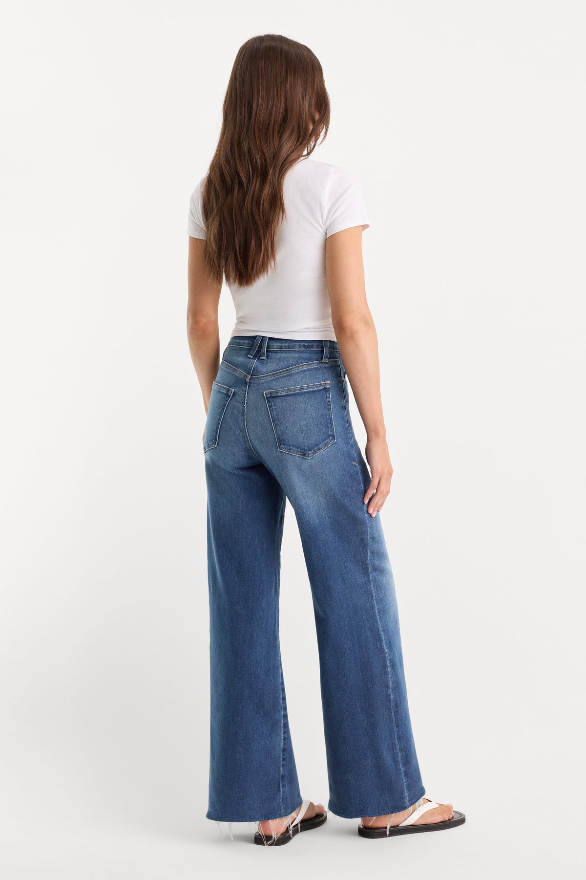Premium SOFT TECH GOOD WAIST PALAZZO ANKLE JEANS INDIGO1233