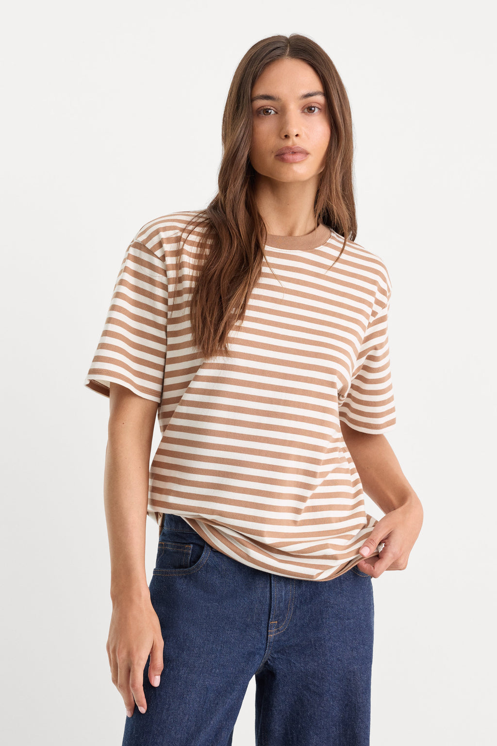 Premium THE OVERSIZED TEE CLEAN STRIPE HEARTH