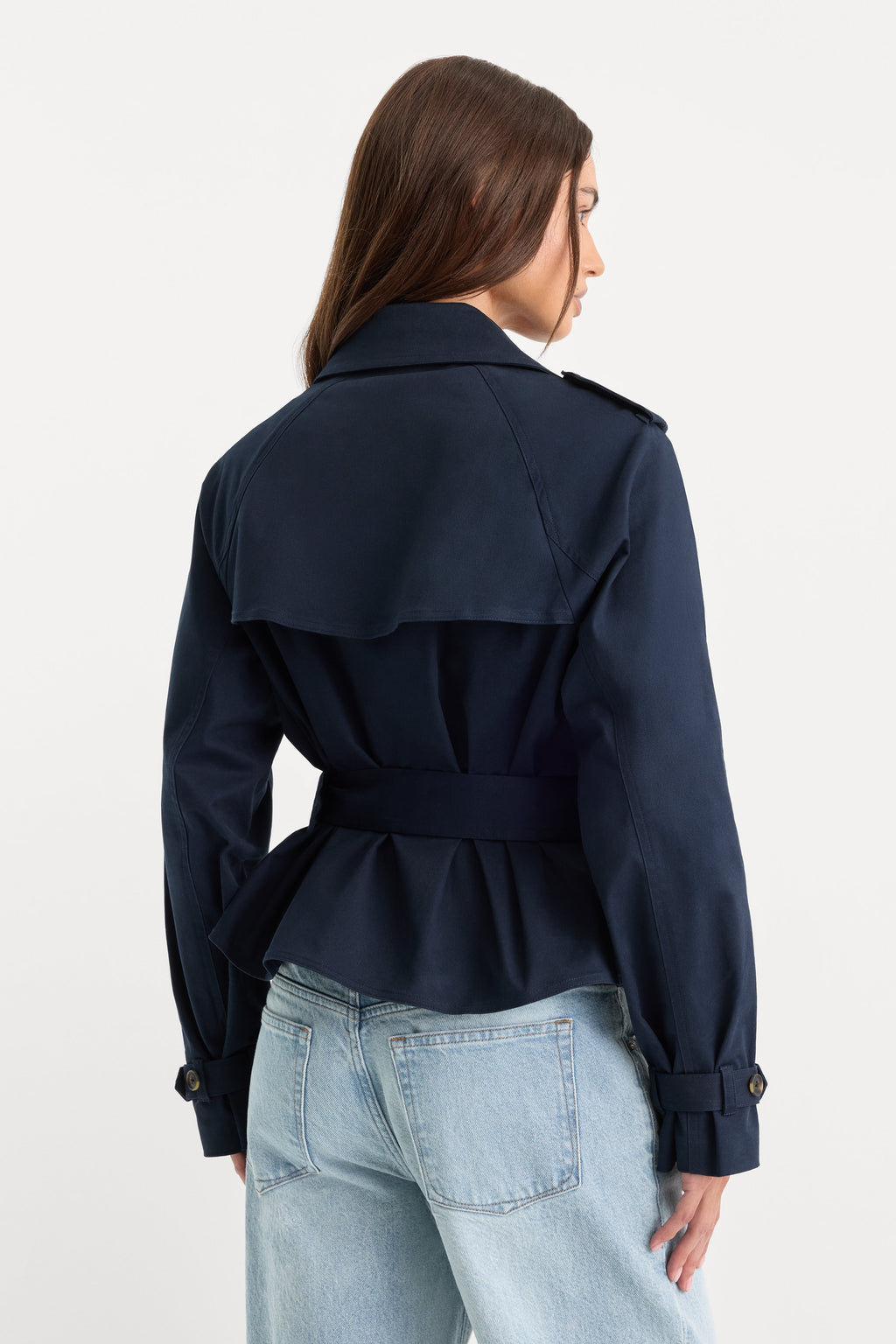 Premium THE CROPPED TRENCH JACKET NEW NAVY002