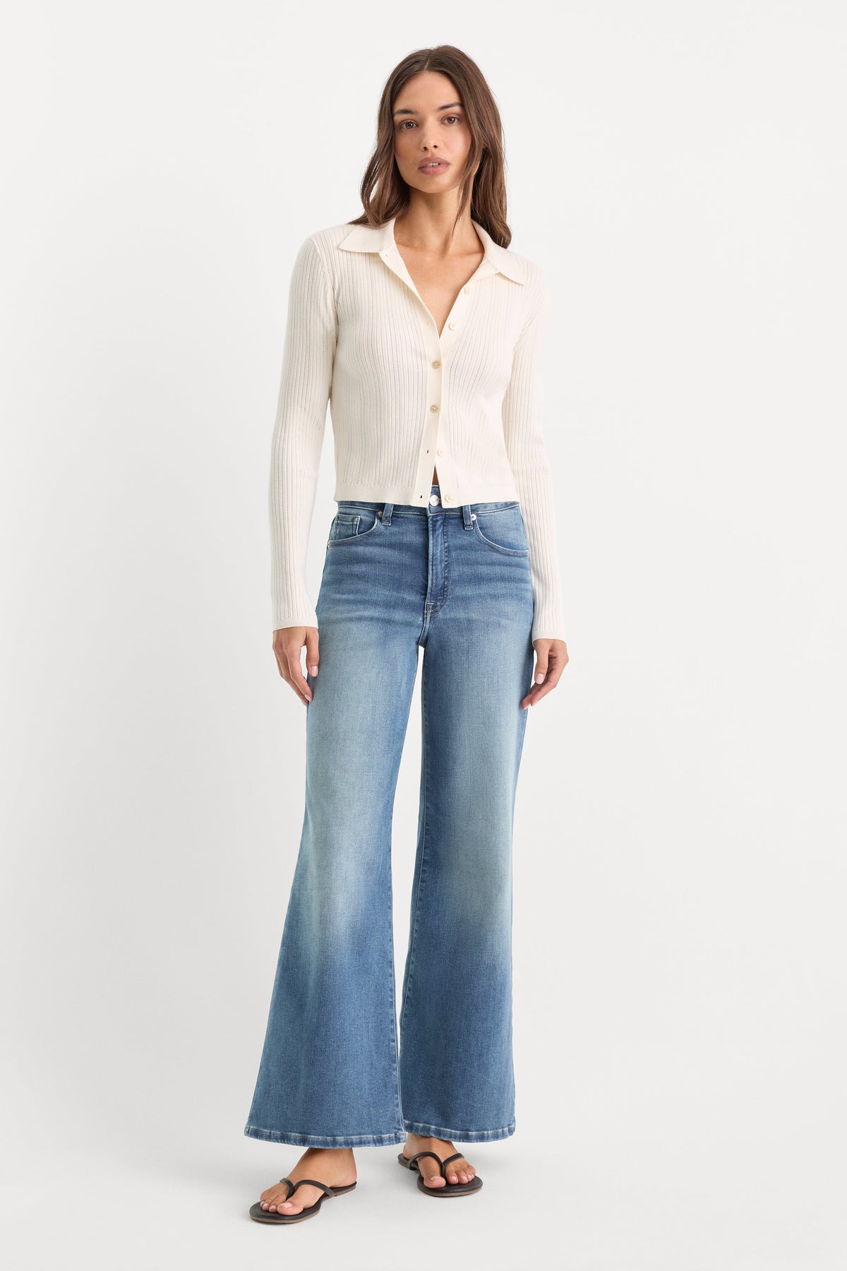 Premium SOFT TECH GOOD WAIST PALAZZO ANKLE JEANS INDIGO1238
