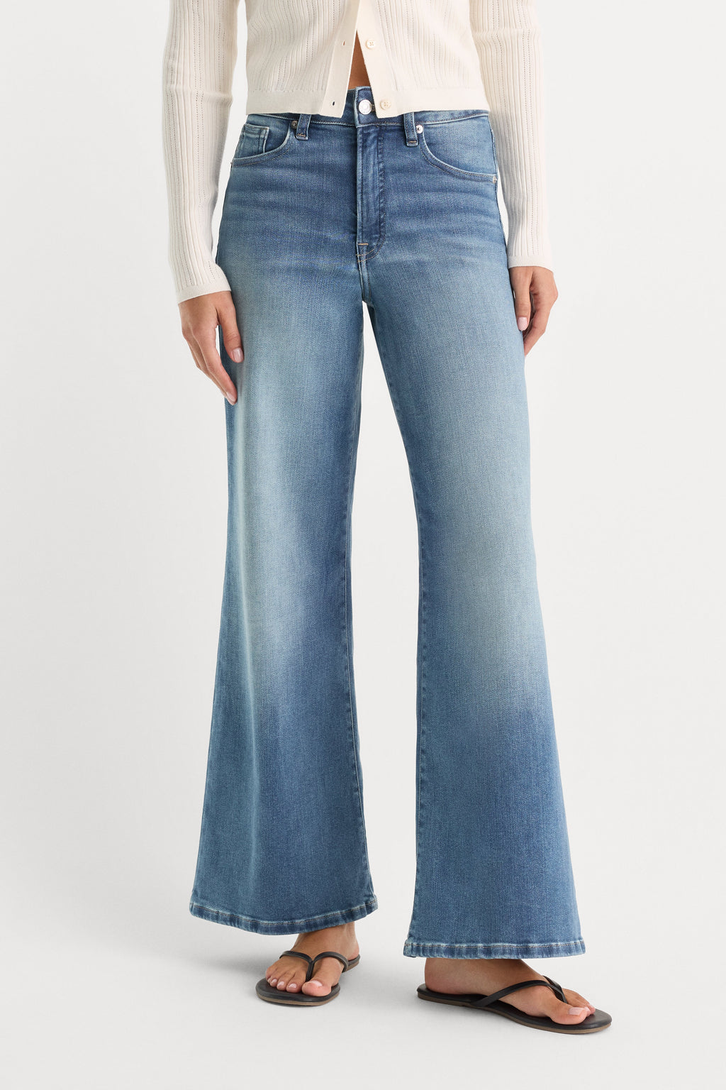 Premium SOFT TECH GOOD WAIST PALAZZO ANKLE JEANS INDIGO1238