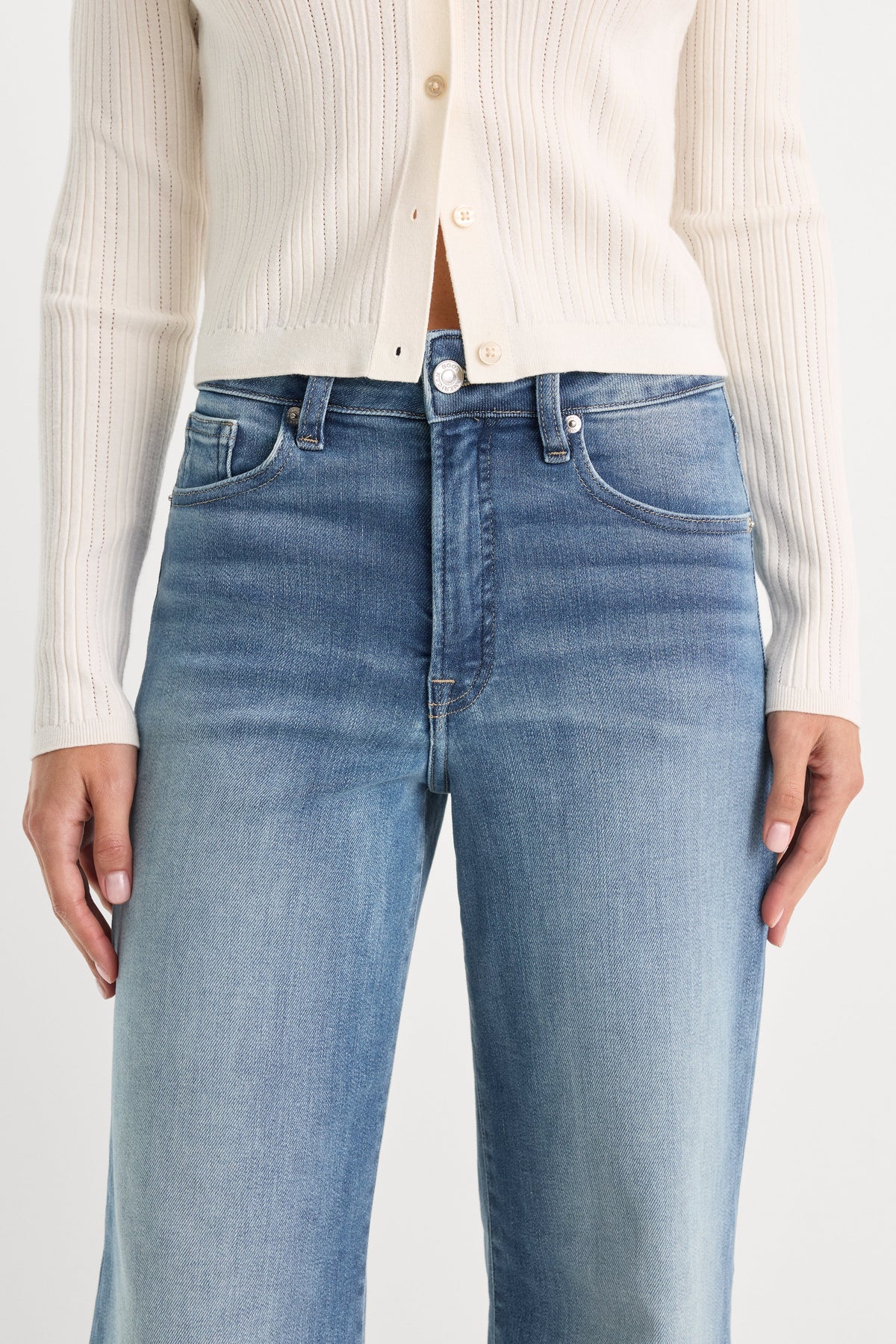 Premium SOFT TECH GOOD WAIST PALAZZO ANKLE JEANS INDIGO1238