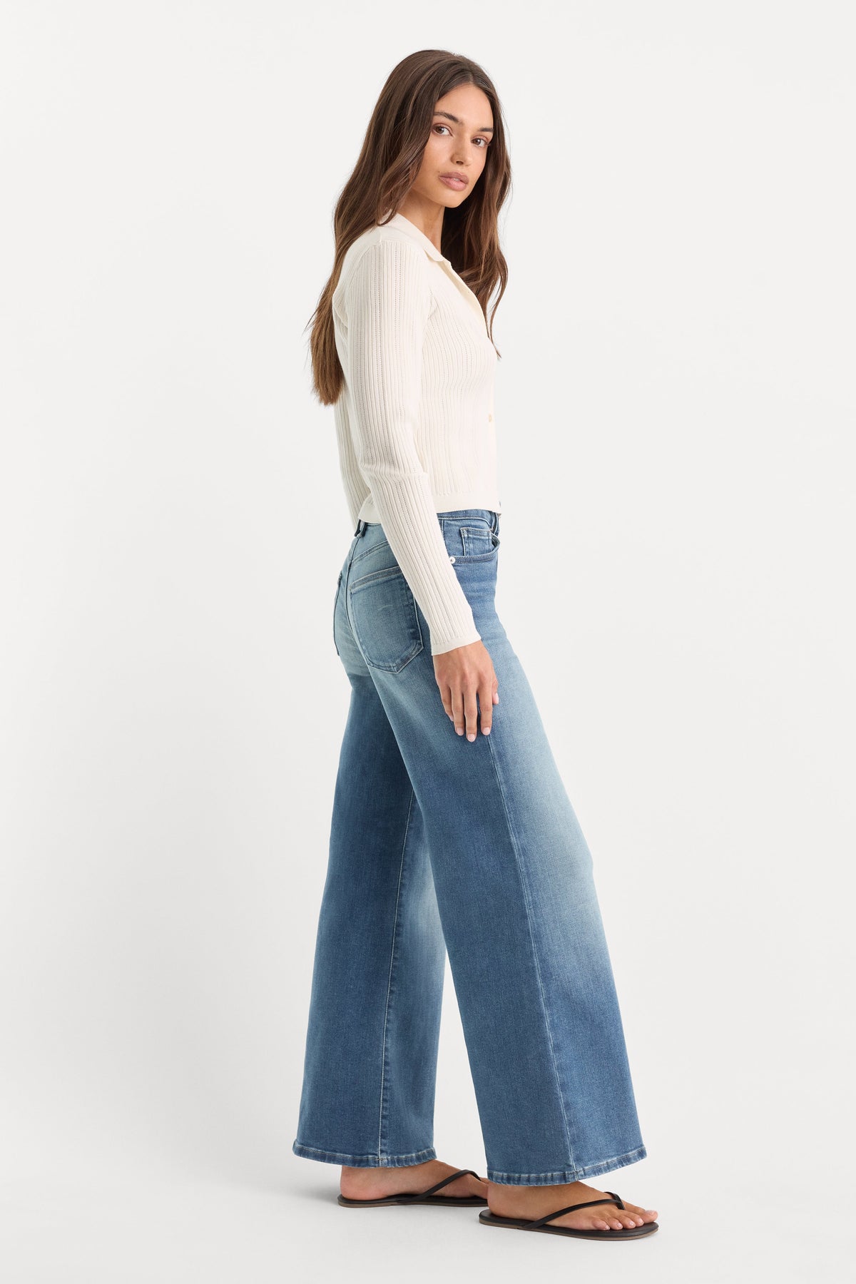 Premium SOFT TECH GOOD WAIST PALAZZO ANKLE JEANS INDIGO1238