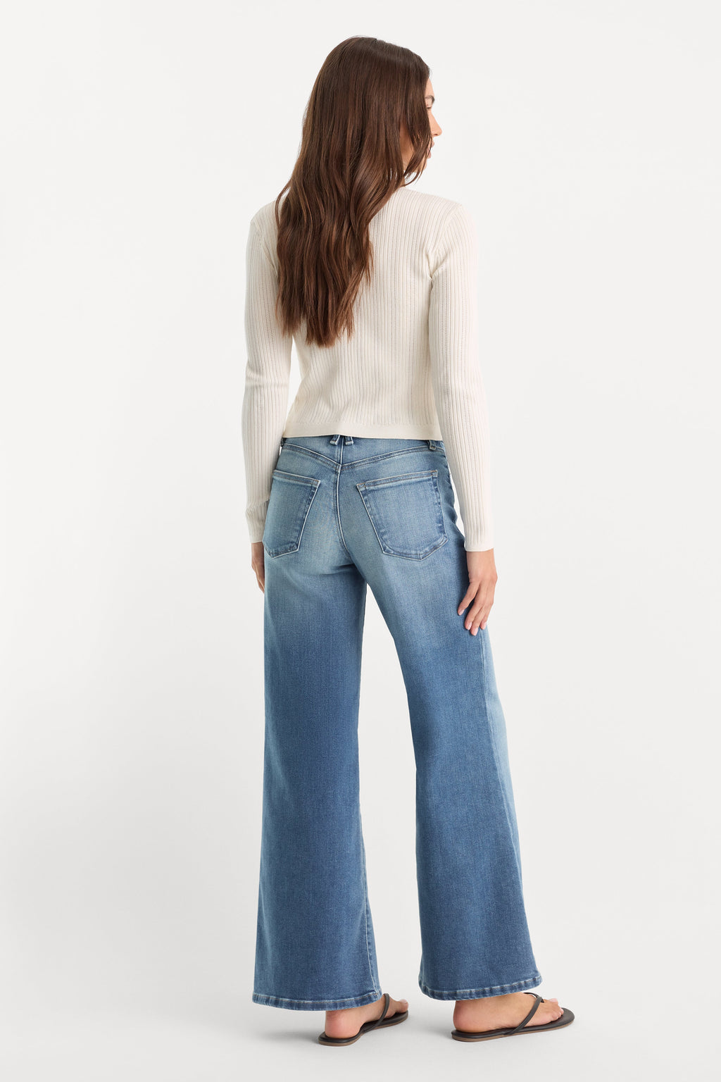 Premium SOFT TECH GOOD WAIST PALAZZO ANKLE JEANS INDIGO1238