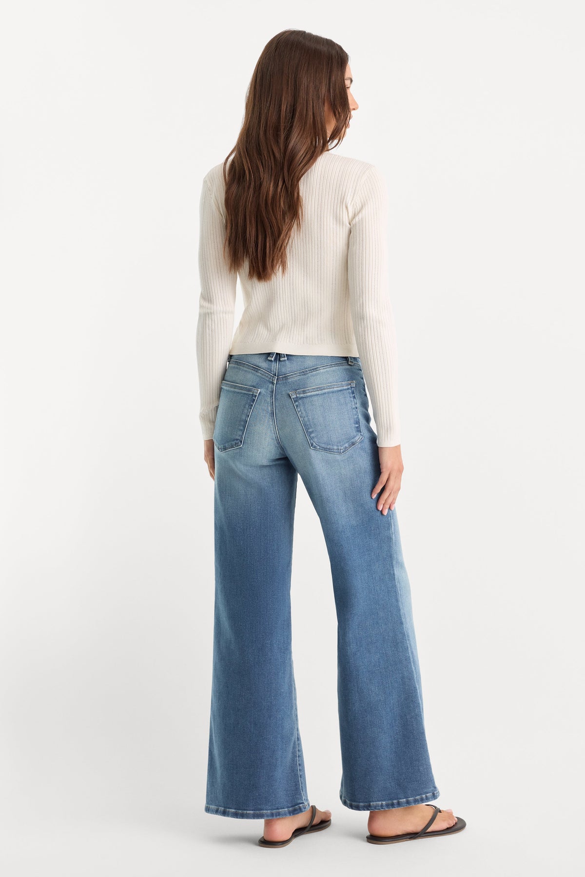 Premium SOFT TECH GOOD WAIST PALAZZO ANKLE JEANS INDIGO1238