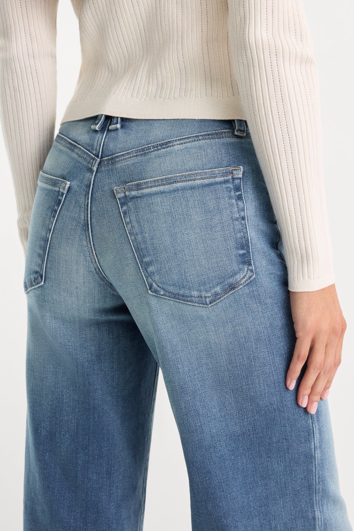 Premium SOFT TECH GOOD WAIST PALAZZO ANKLE JEANS INDIGO1238