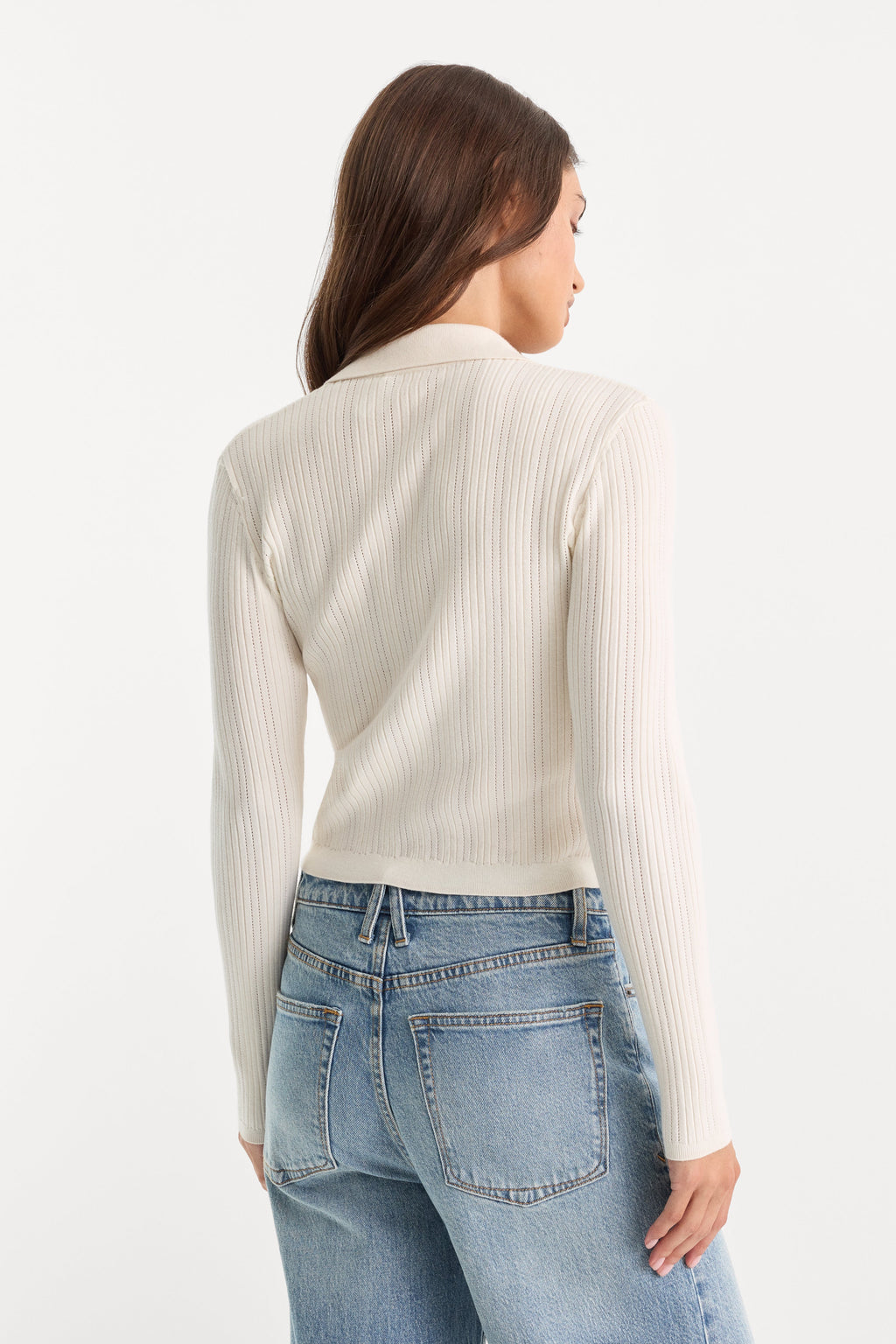 Premium THE LADDER RIB CARDIGAN CHALK