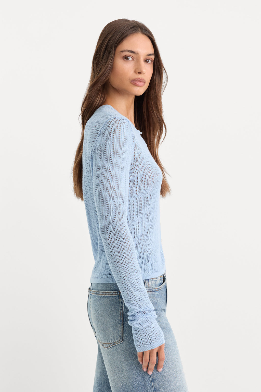 Premium THE OPEN KNIT CARDIGAN MORNING SKY