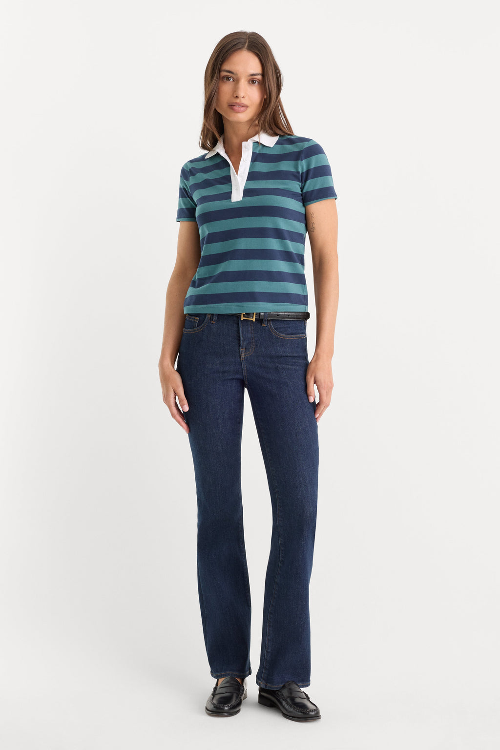 Premium THE EASY POLO SUMMER STRIPE TEAL
