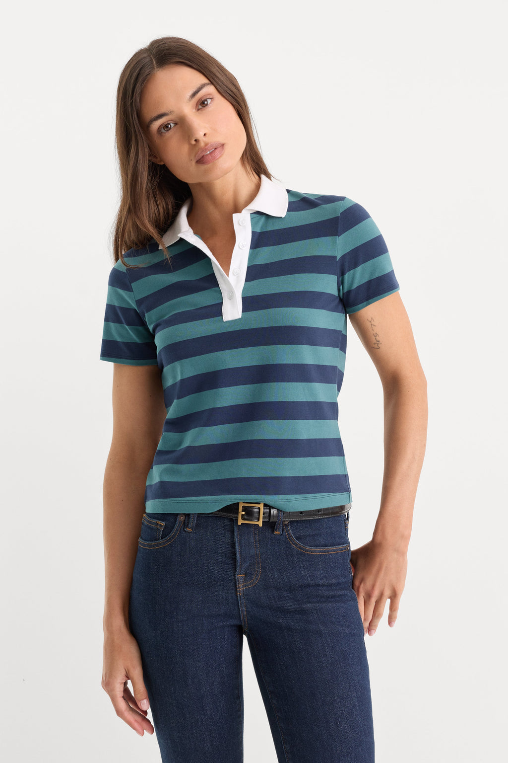 Premium THE EASY POLO SUMMER STRIPE TEAL