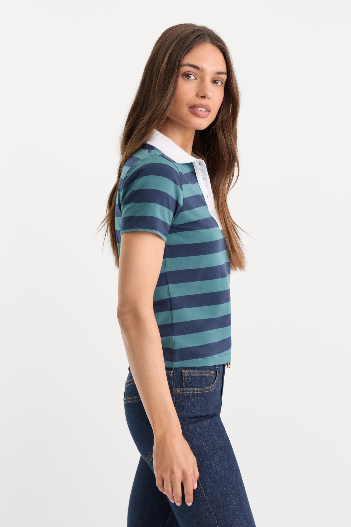 Premium THE EASY POLO SUMMER STRIPE TEAL