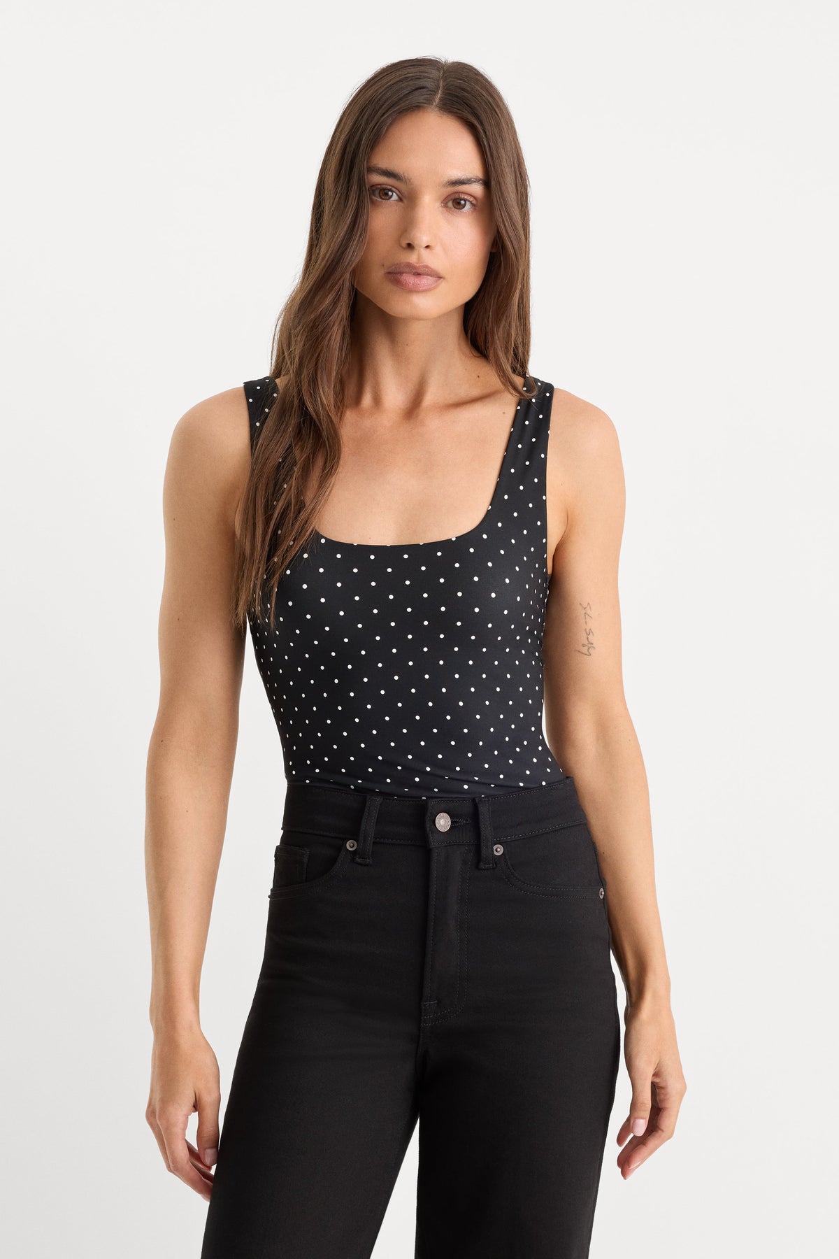 Premium THE WEIGHTLESS SCULPTING MODERN TANK BODYSUIT MINI DOT BLACK