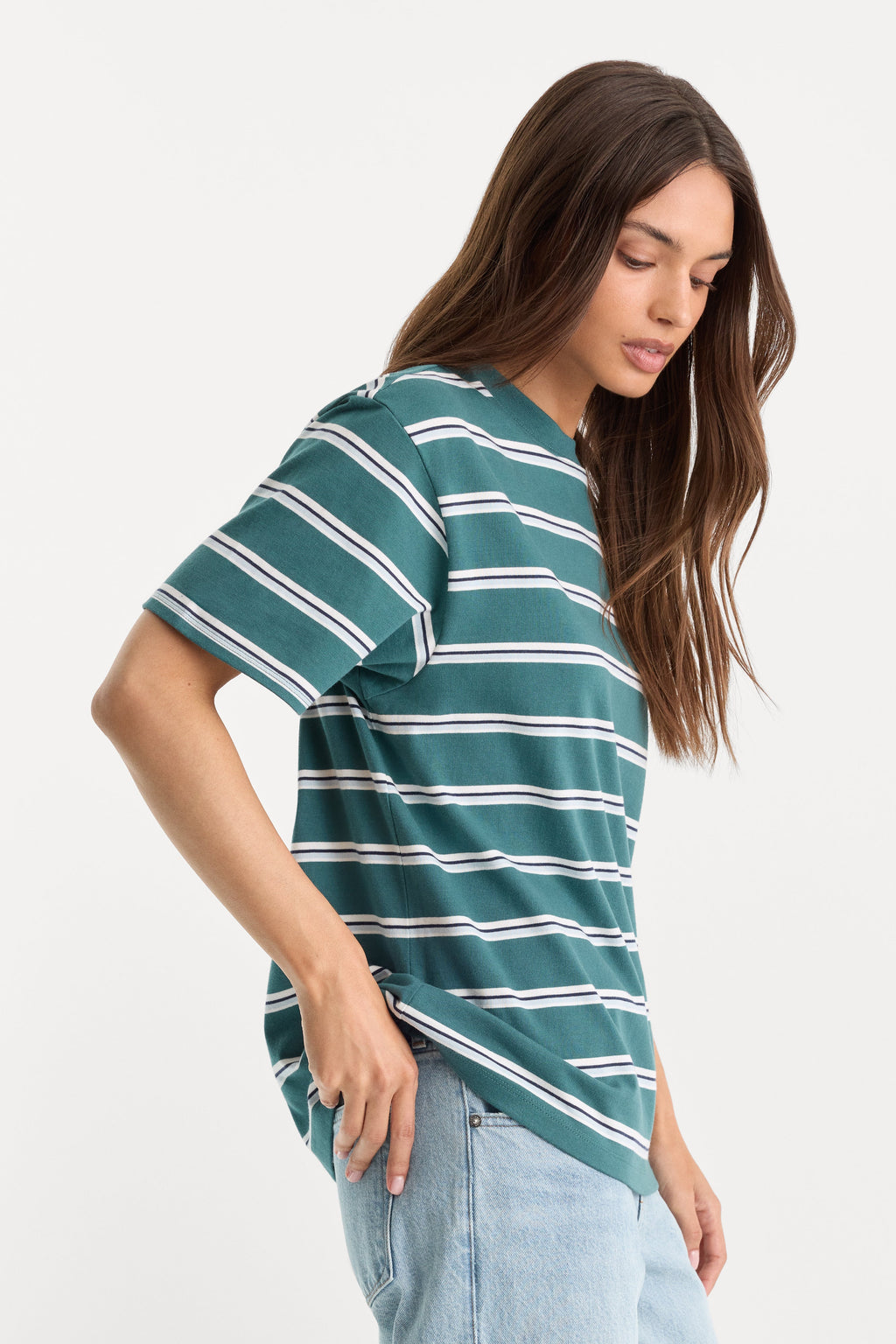 Premium THE OVERSIZED TEE HARBOR STRIPE DEEP TEAL