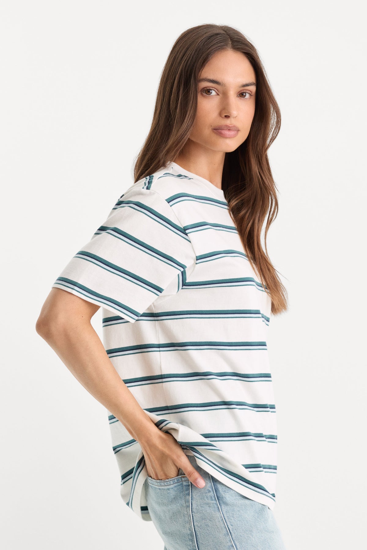 Premium THE OVERSIZED TEE HARBOR STRIPE CLOUD WHITE